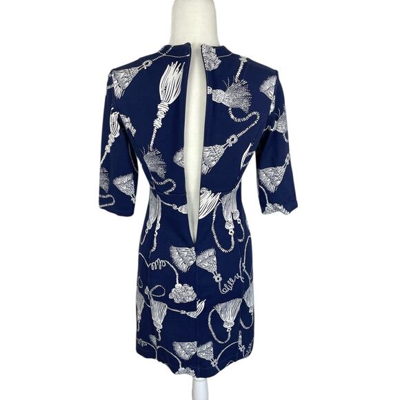 Lilly Pulitzer Joanie Sheath Dress Navy Blue Size Small Nautical Tassels Rope - Picture 9 of 16
